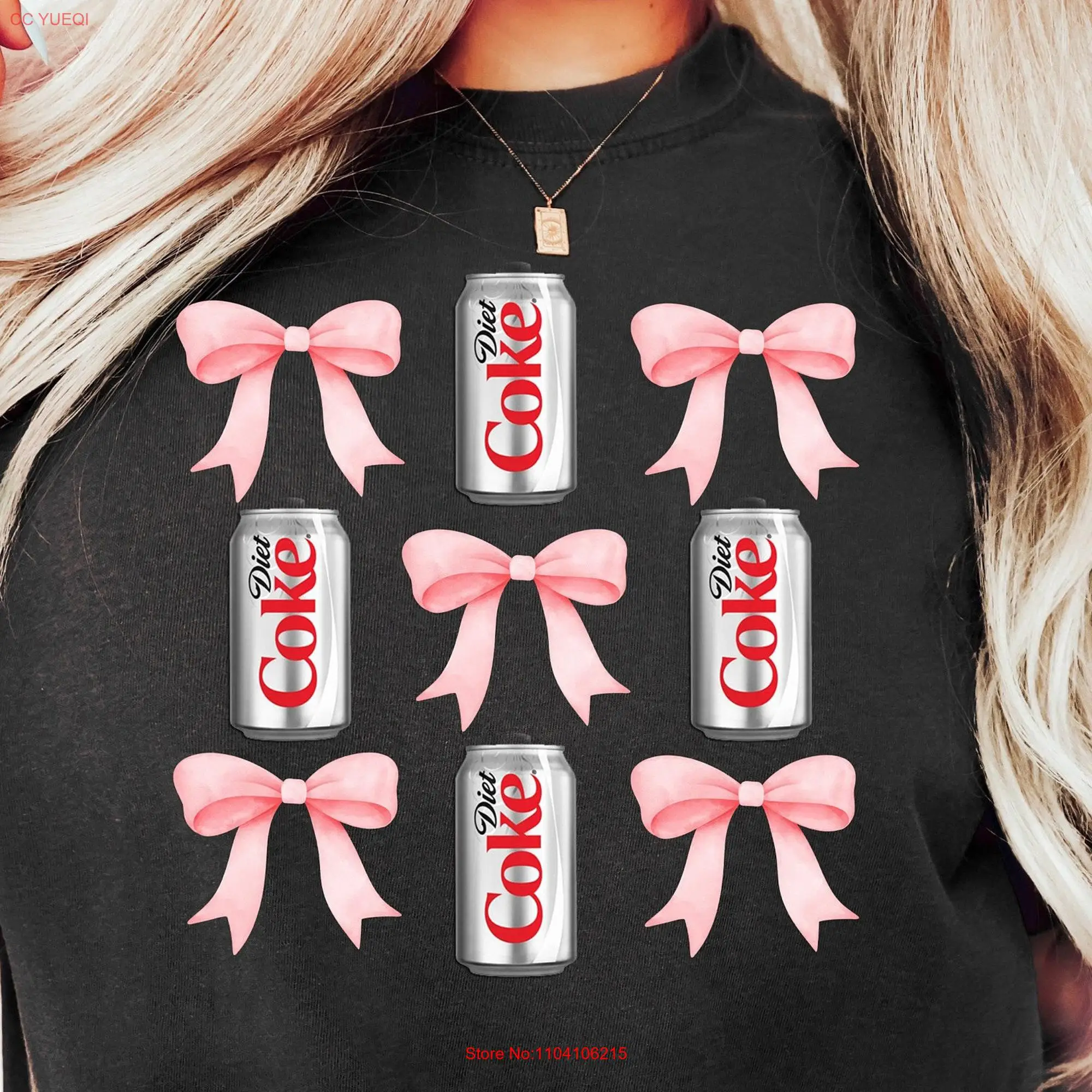 Diet Coke Pink Bow T Shirt Coquette Lover Trendy Fan for Drinker Womens long or short sleeves