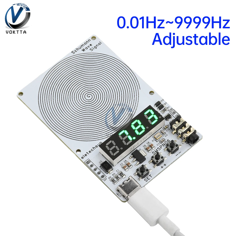 7.83Hz Schumann Wave Generator DC 5V USB TYPE-C Audio Resonator 0.01Hz~9999Hz Adjustable Frequency Sine Wave Signal Generators