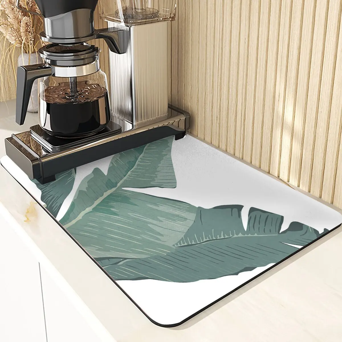 Plant Style Absorbent Drying Mat For Kitchen Mat Silicone Placemats Cup Coaster Leaf Printing Sink Mats Table Mouse Pad Coaster