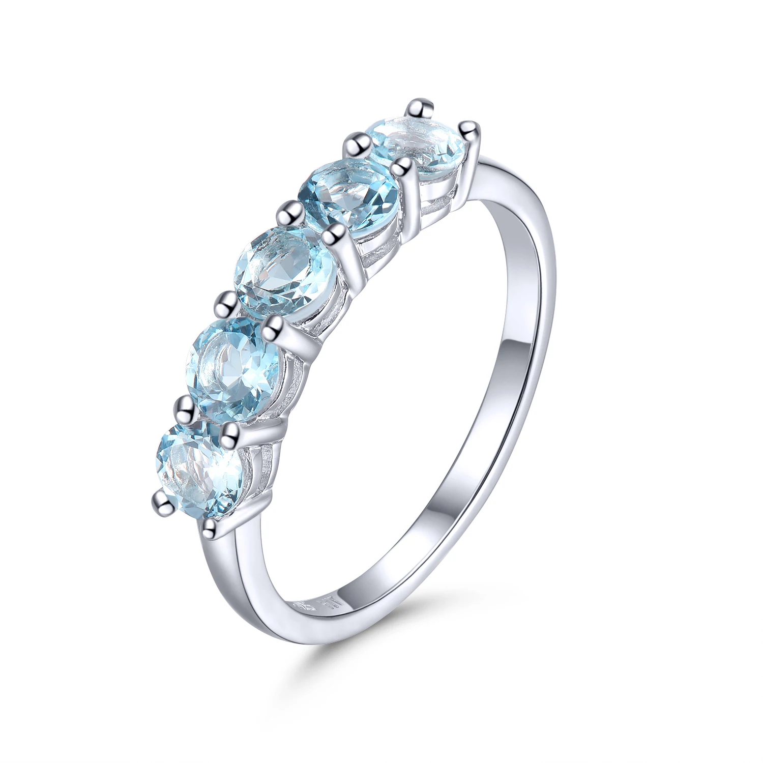 

Natural Real Genuine Aquamarine 925 Sterling Silver Ring Elegant Women Jewelry for Gift Birthstone US Size 7