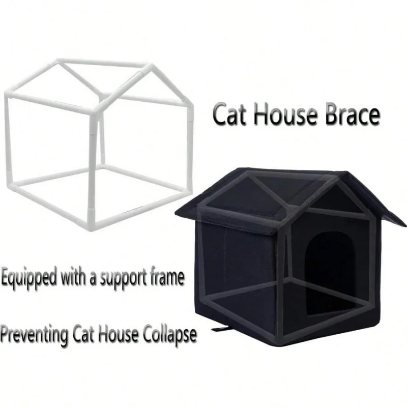 Outdoor Cat House For  Cats Shelter With Weatherproof Roof Medium Black New view 2