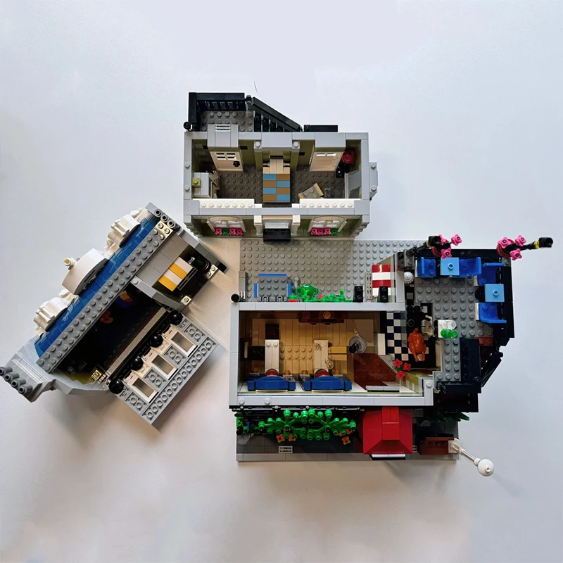 Bloques de construcción de restaurante parisino con vista a la calle creativa, modelo de arquitectura, montar ladrillos, juguete para regalo para niños, chico, adulto y niña