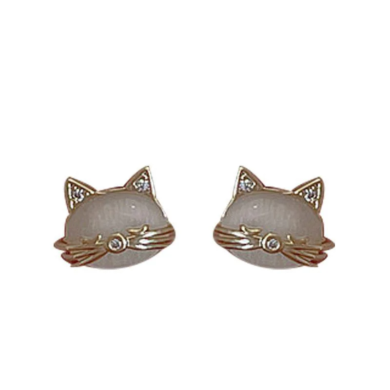 Fashion Gold Kleur Opaal Leuke Kat Stud Oorbellen Voor Vrouwen Meisjes Wedding Christmas Party Verjaardag Sieraden Geschenken Pendientes Eh065