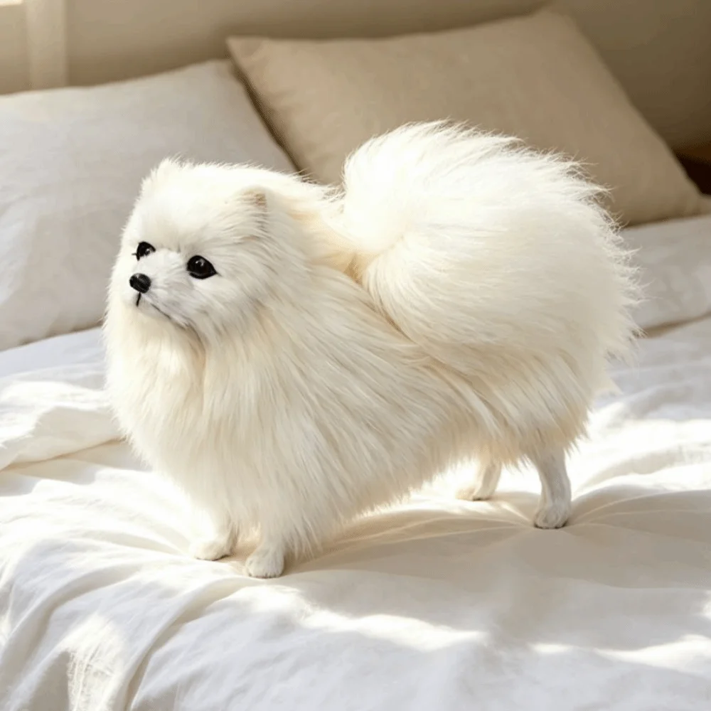 Furry Simulation Dog Doll Polyethylene Lifelike Design Pomeranian Toy Handcrafted Cute Realistic Dog Toy Gift Giving