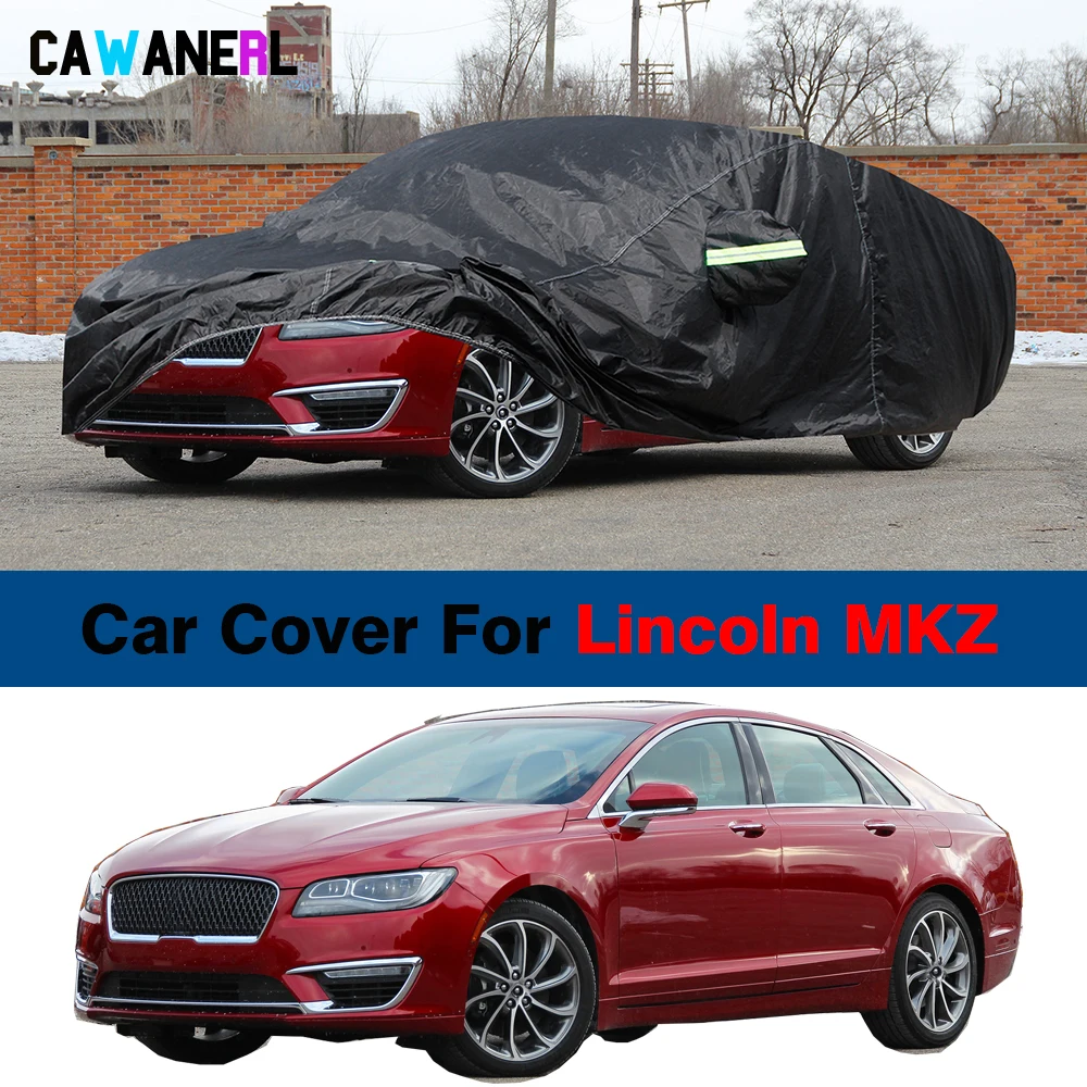 Black Car Cover For Lincoln MKZ 2005-2023 Anti UV Sun Snow Rain Wind Prevent Waterproof Auto Cover All Weather Suitable