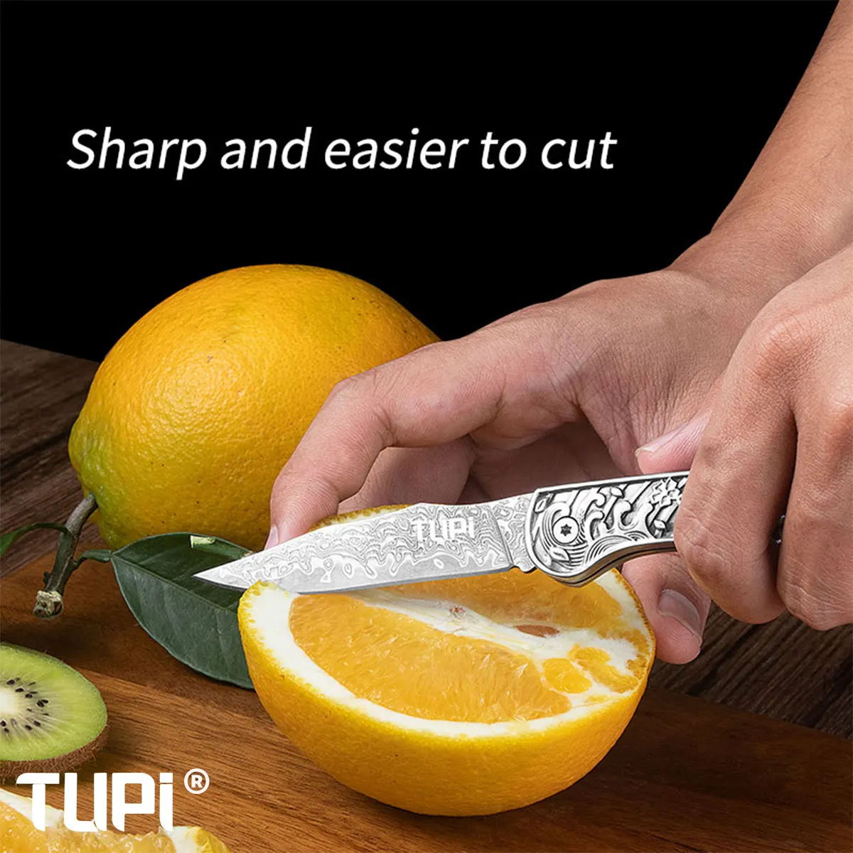 Hand-Forged Damascus Steel Folding Knife - Relief Handle, High Hardness Fruit Knife | Exquisite Pocket Knife