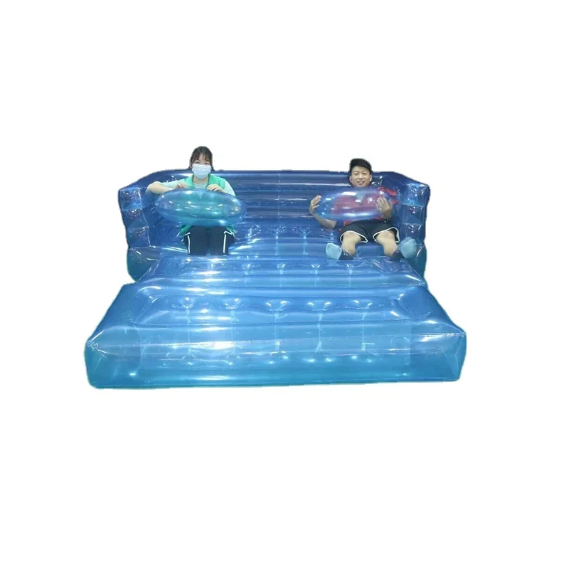 

Inflatable Blue Transparent Chair Sofa Customized Inflatable PVC Sofa For Sales