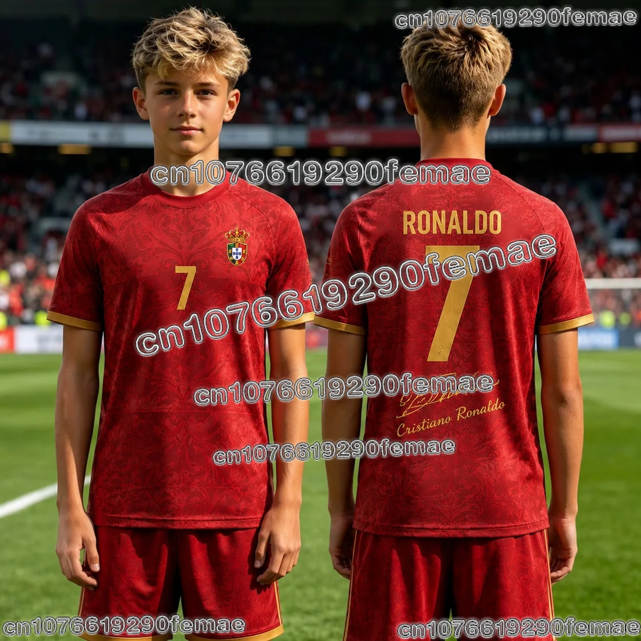 2026 Cristiano Ronaldo Portugal Football Jersey Kids T-Shirt Soccer Fan Shirt Boys Girls Quick Dry Short Sleeve Sportswear