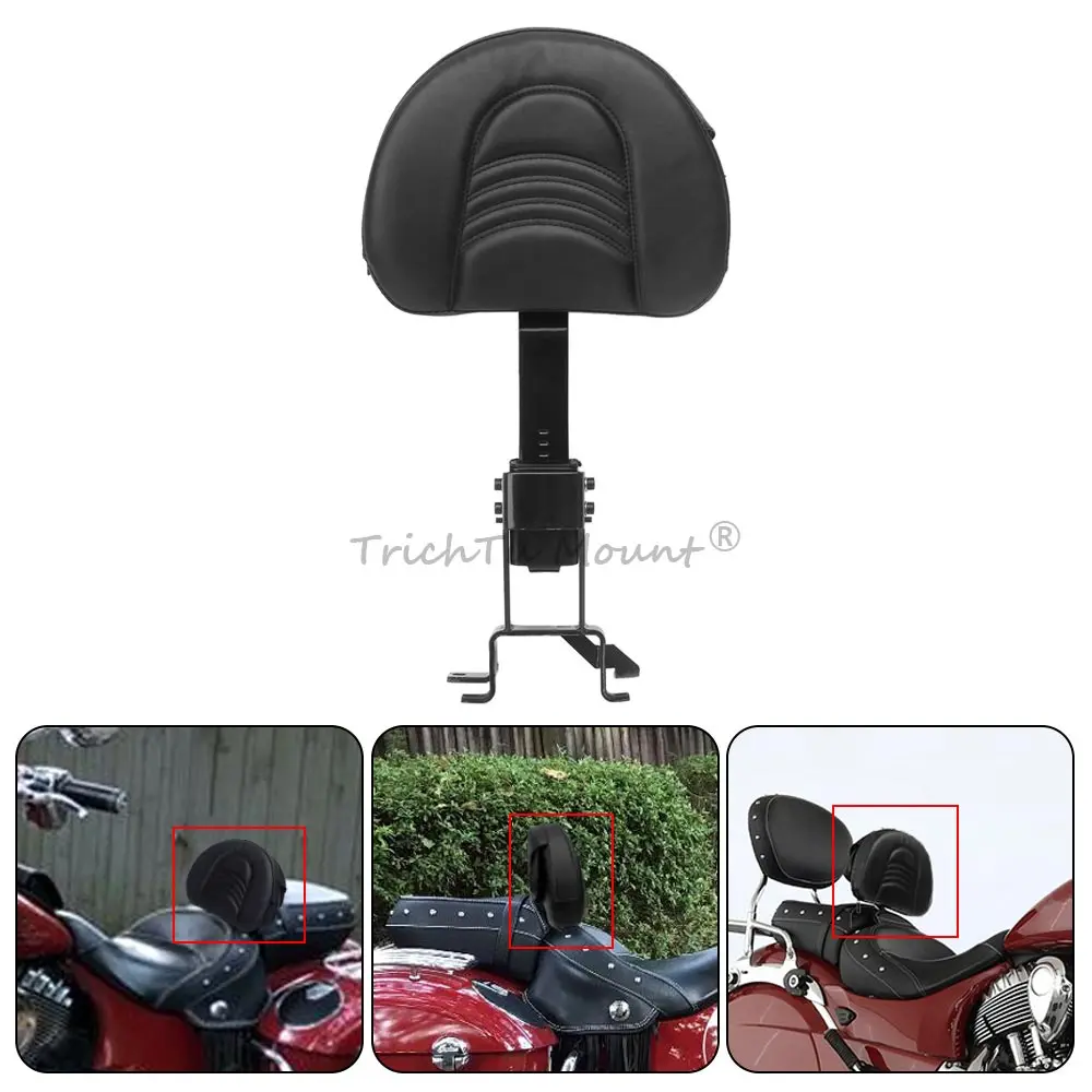 Motorcycle Driver Adjustable Seat Backrest For Indian Chief Chieftain Roadmaster Springfield Vintage 2014-2025 Pu Leather Black