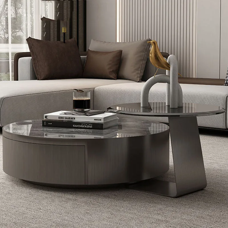 Stainless Steel Coffee Table Modern Nordic Small Unique Aesthetics Round Center Tables Living Room Armoires De Salon Room Decor