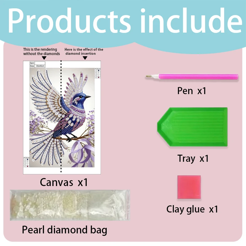 DIY Pearl Diamond Art Painting Kit Animal and Flower Patterns Home Decoration DIY Arts Ornament 30x40cm - view 6