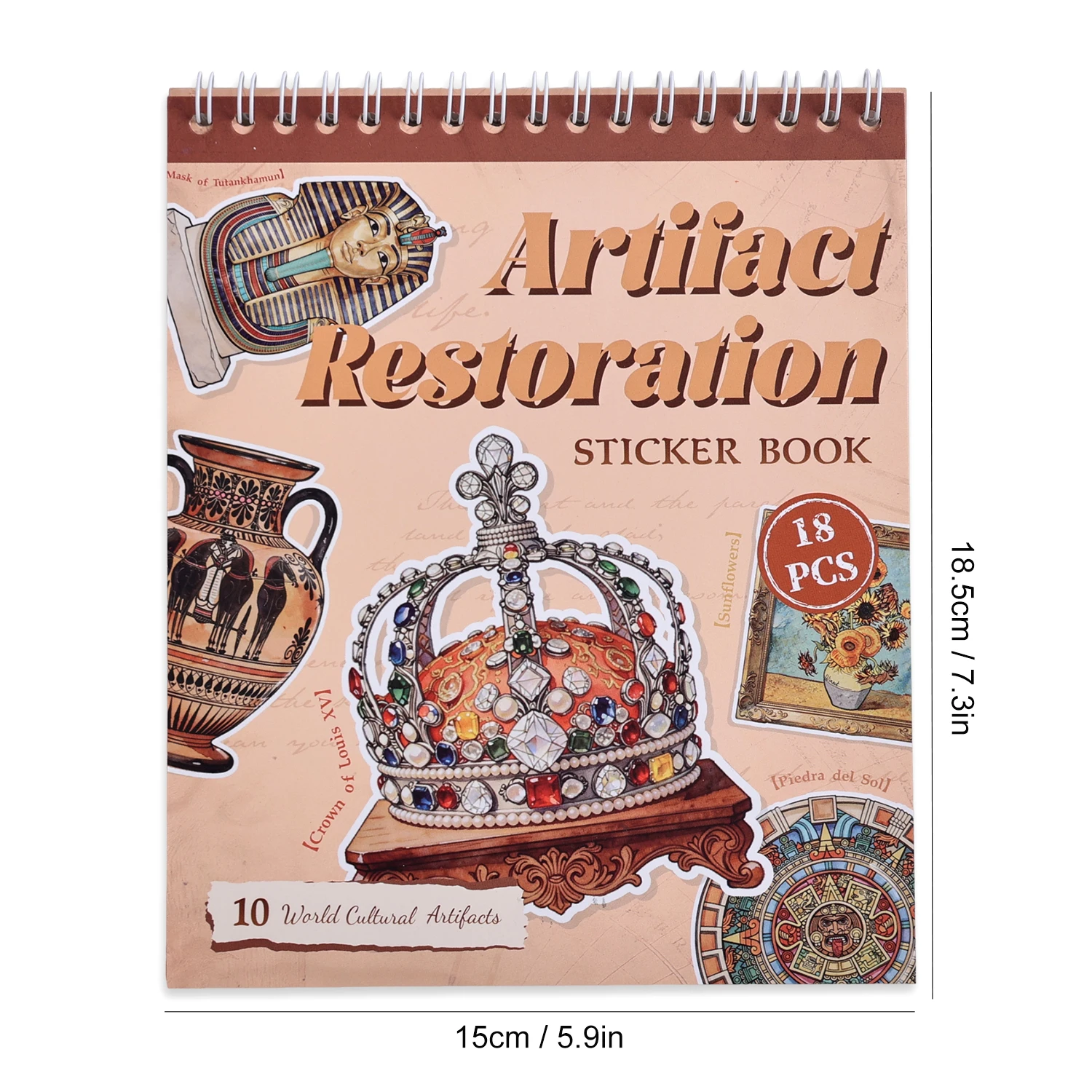 10 World Cultural Antiquities Puzzle Sticker Book, Vintage Egypt Crown Mask Pattern for Adults Teens Antique Lover view 2