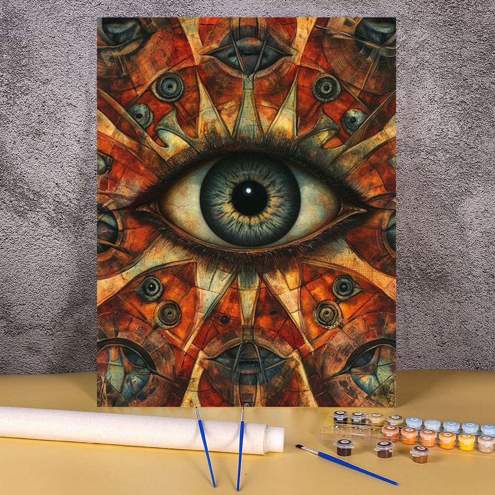 Peinture à l'huile par numéros, travail manuel, bricolage, yeux colorés, image par numéros, Kits de 