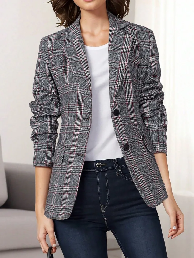 

Elegant Blazer Coat For Women Fashion Lapel Oversized Suit Jackets 2026 New spring Autumn Office Lady Casual Loose Outerwear