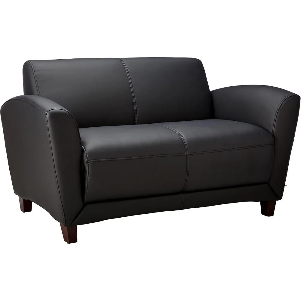 

Accession Reception Loveseat, 55" x 22" x 31.25", Black Bonded Leather with Mahogany Legs