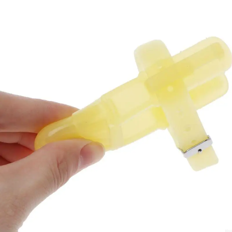 Protector dedo para niños, guante para morder silicona no tóxica con muñequera para chupar pulgar