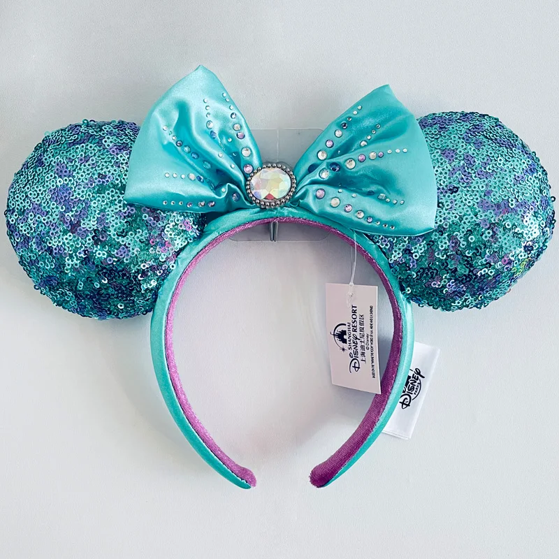 Disney Princess Headband Mickey Ear Rapunzel Sequin Bow Hair Hoop Birthday Gift Girl Accessories Halloween Gift Christmas Jack image 3