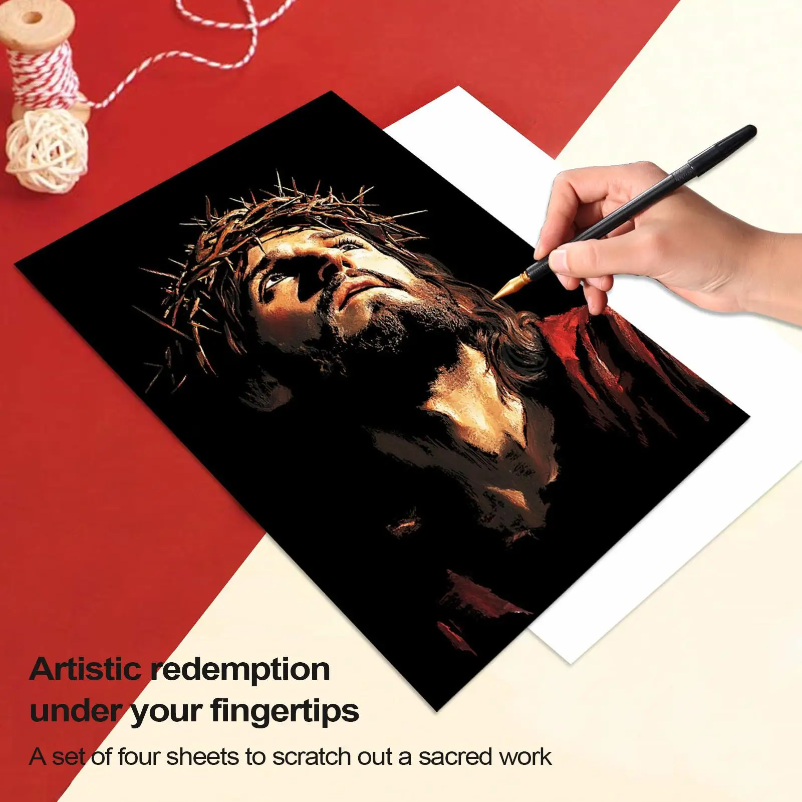 หนังสือภาพวาดพระเยซู 1 ชุดศิลปะสร้างสรรค์หัตถกรรม Scratchboard กิจกรรมสําหรับผู้ใหญ่เด็ก 3 ปีและเพื่อน