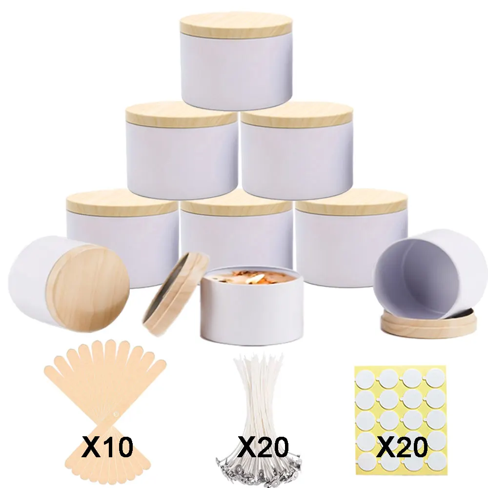 

58pcs Candle Making Kit 6pcs Candle Jars with Lid 20pcs Soy Wax Wick 20pcs Nano Stickers 12pcs Wooden Wick Hold for Aromatherapy