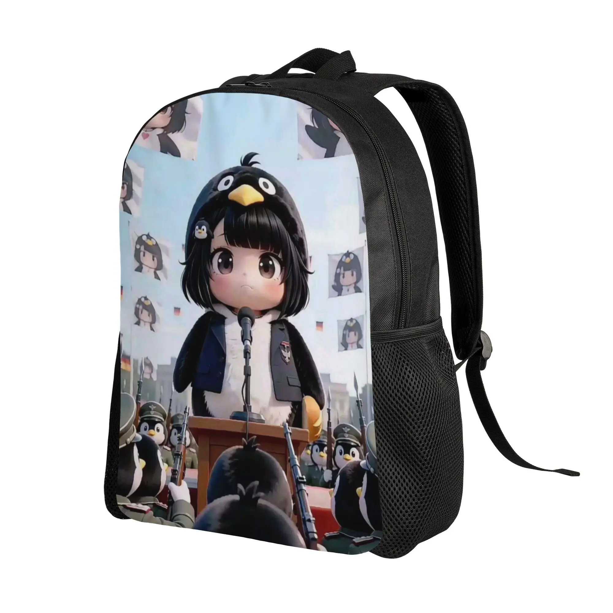 Backpack Back to school season gugu gaga Chibi Penguin Girl Speech Collage Retro Cartoon Poster  Multi-Function Backpack