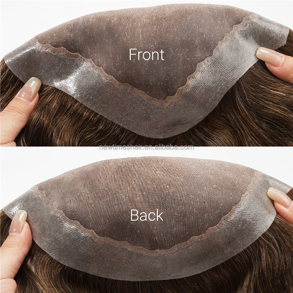 Custom Fine Mono Hand Tied Skin PU Perimeter Hair 110% Density Men's Hair System Human Hair Toupee