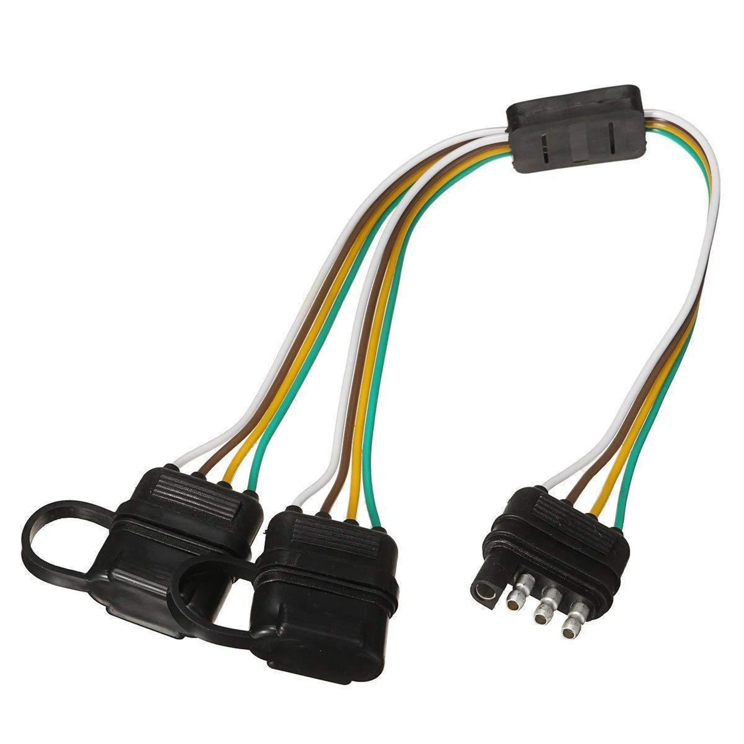 4 Way Y-Splitter Plug for Tailgate Light Bar and Trailer Lights Plug &Play Adapter Extension Harness Wiring Plug 4 Pin Connector