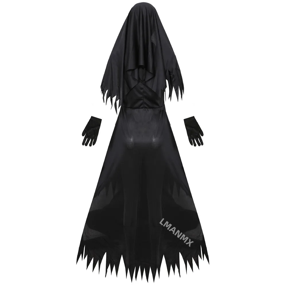 Roupa de freira assustadora feminina, fantasia de Halloween, filmes de terror, demônio, padre