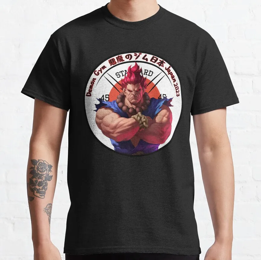

Demon Gym Japan Akuma Street Fighter 80s Retro Cartoon Combat Gift t shirt Arcade game Graphic Tee Y2K Clothes Large size Tops