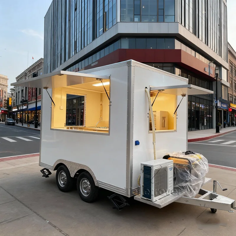 

Mobile Food Cart Trailer Tacos Barbecue Popcorn French Fries Shawarma Petit Food Truck for Sale Europe
