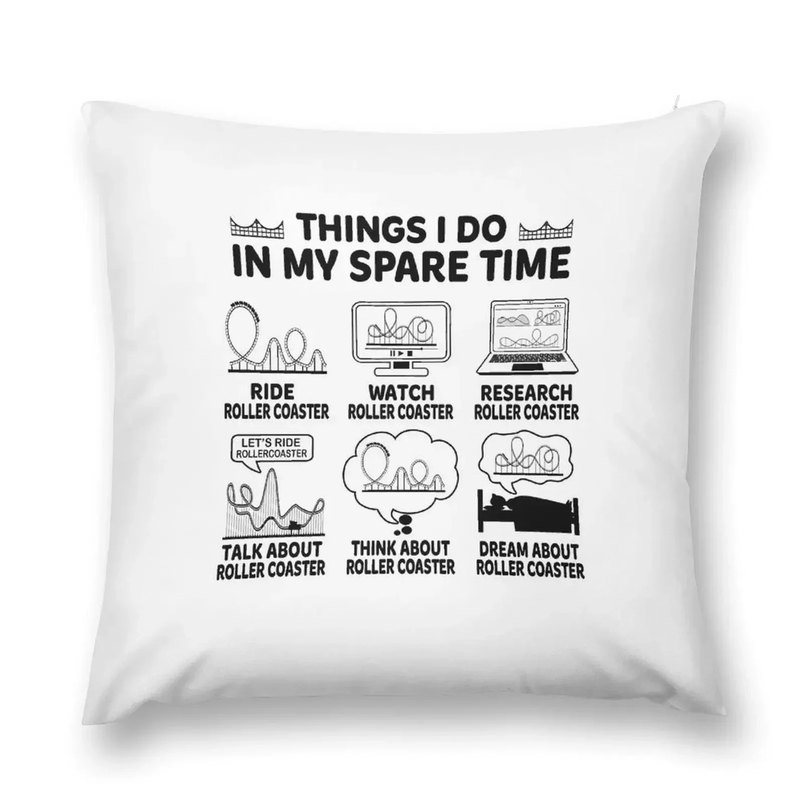 Things I Do In My Spare Time Rollercoaster Funny Roller Coaster Throw Pillow sleeping pillows Couch Pillows pillow