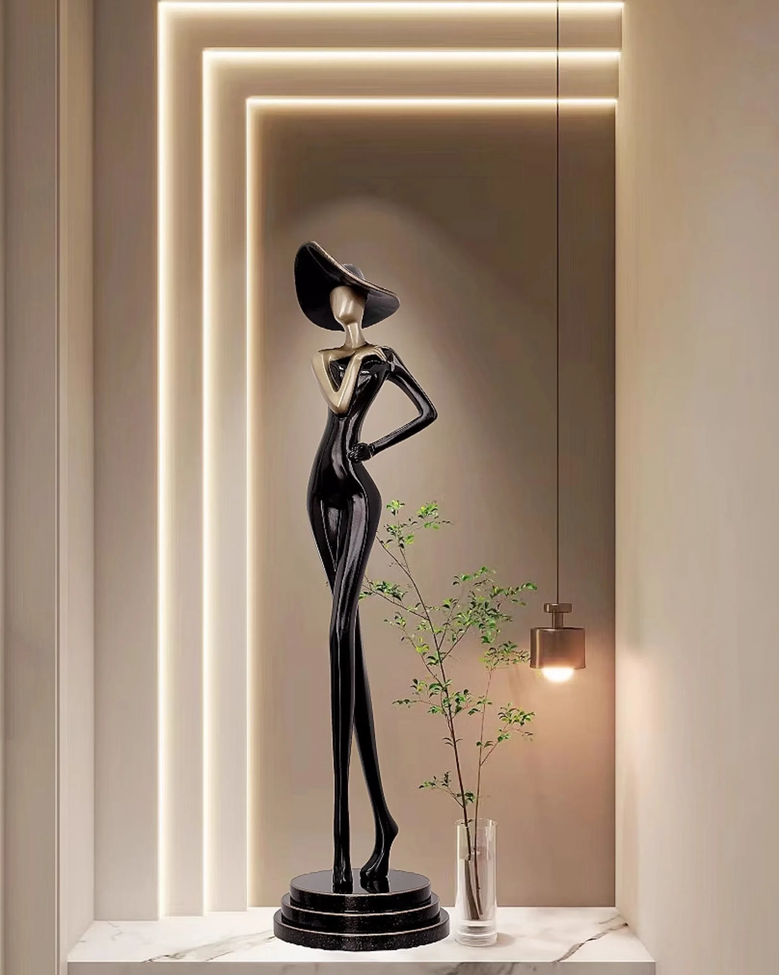 Sculpture art figure shape vertical ornament light luxury high-end living room large ornament niche minimalist jewelry