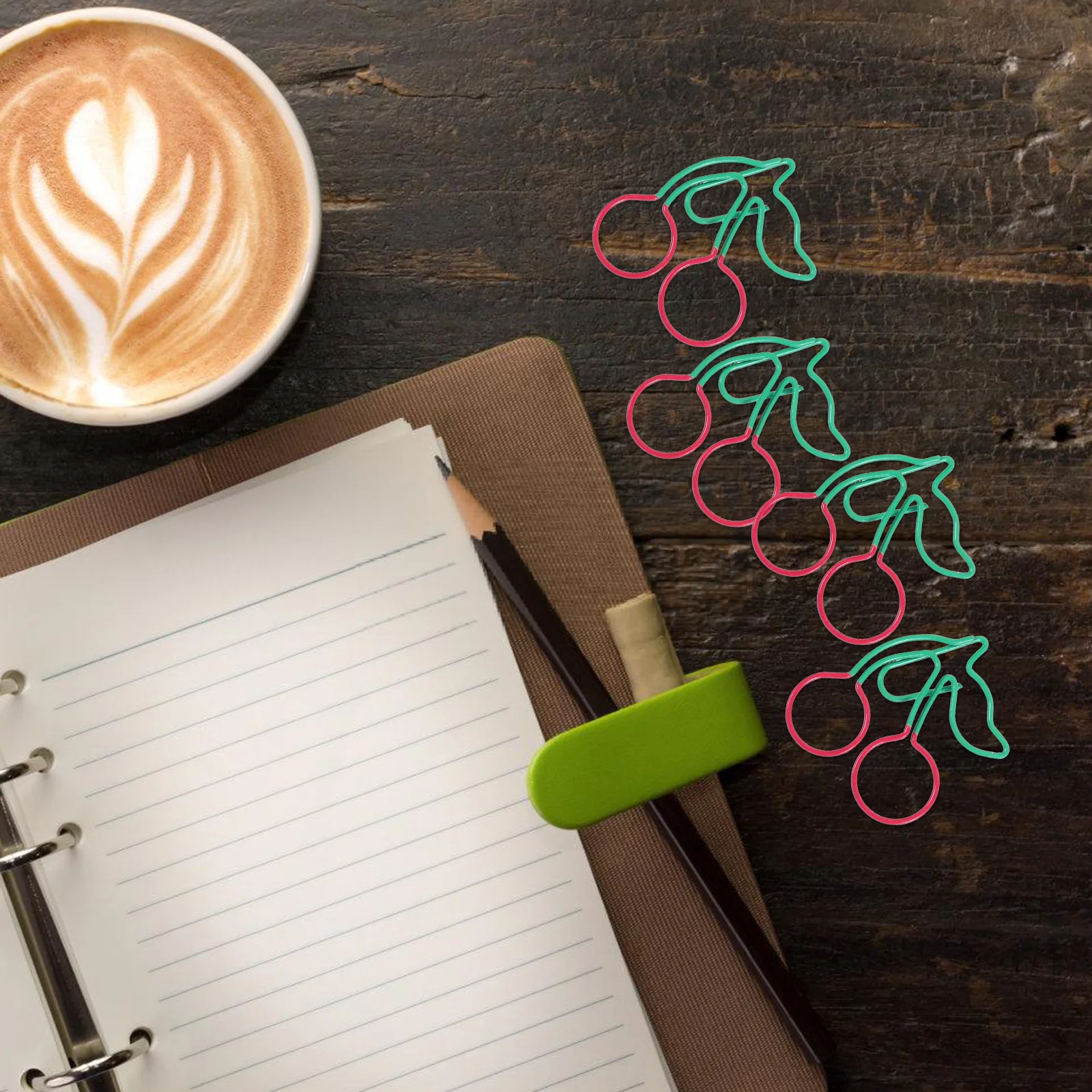 

20pcs Cherry Shaped Metal Paper Clips Cute Bookmarks For Office Decorative Stationery Secure Grip Unique
