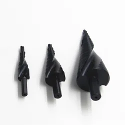 High-Speed Triangular Handle Black Steel Nitride Spiral Groove Titanium Plated Metric Pagoda Step Drill Set Wood Metal Hole