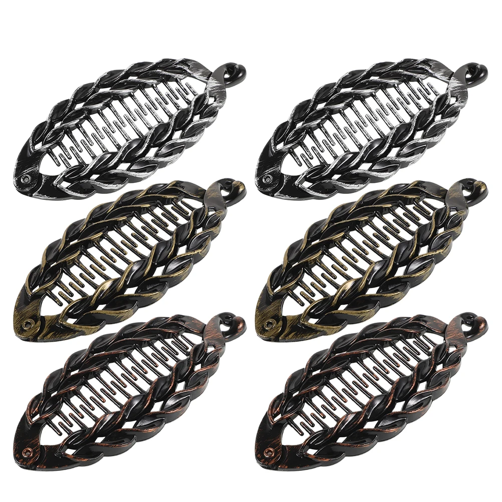 

6 Pcs Hair Clips Thick Hair Women Elastic Claw Ponytail Holder Banana Style Curly Accessories Non Slip Interlocking