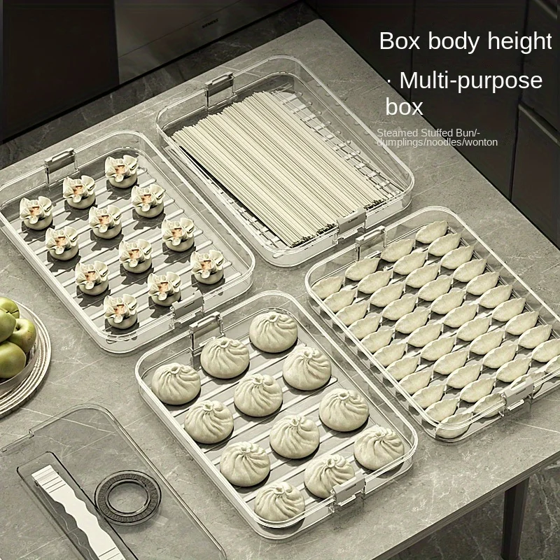 Dumpling Storage Box, Large-capacity Multi-layer Freezer Quick- Food Storage Refrigerator Sealed Storage Box