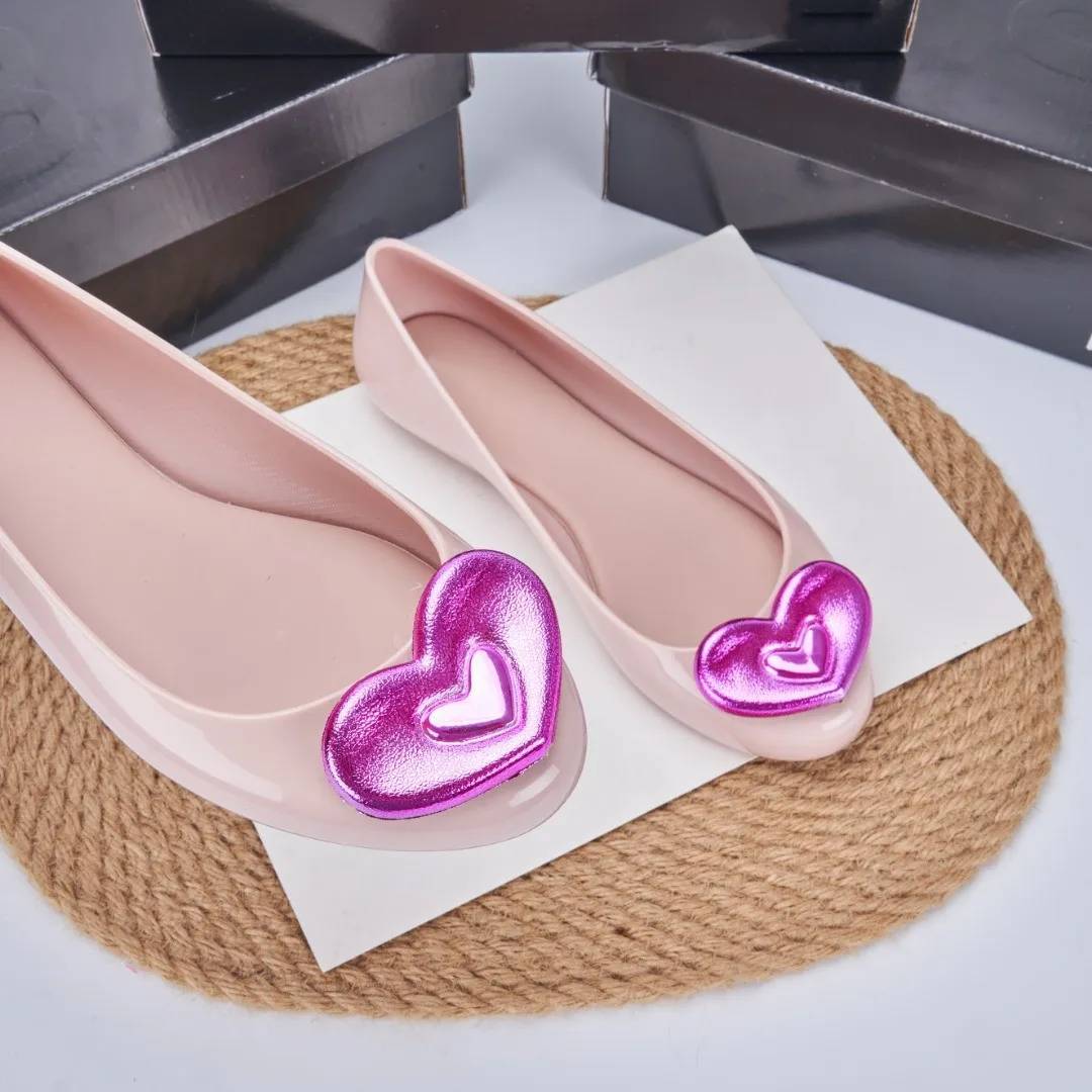 Onsale ماركة ميلي النساء أحذية جيلي واحدة السيدات شقة القلب نمط مصمم لينة PVC ساندل الفتاة موضة لباس غير رسمي SM138 #3