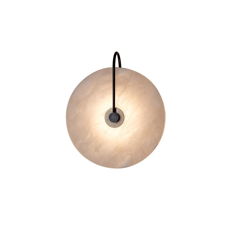 Nowoczesna LED-owa kinkiet ścienny z marmuru, lampa alabastrowa, do salonu, sypialni, na stolik nocny, dekoracja artystyczna do domu, kamienny wystrój, do wnętrz. — 2