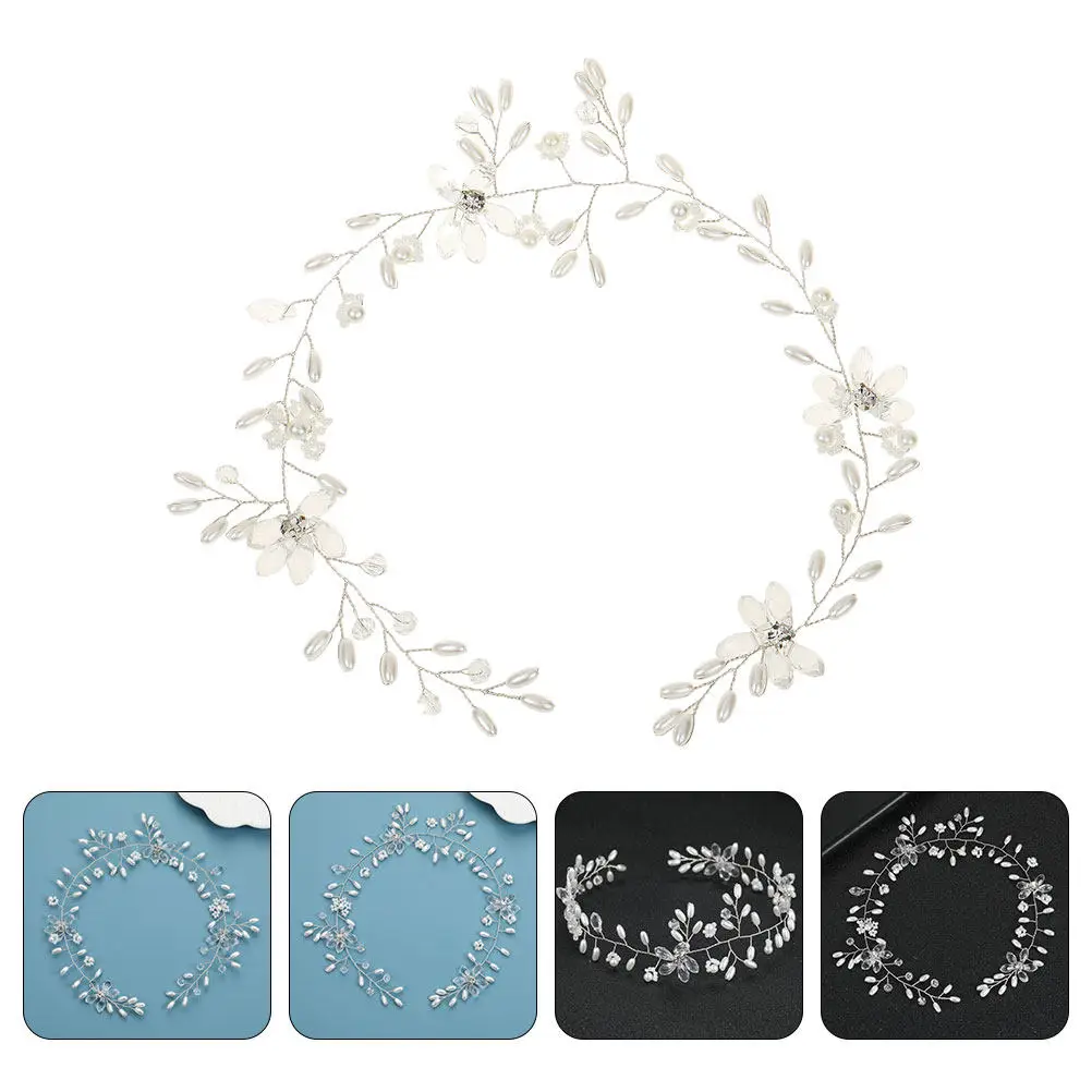 

Premium Crystal and Pearl Headdress Hairband for Women Girls Wedding Bridal Shower Party Appointment Engagement Romantic