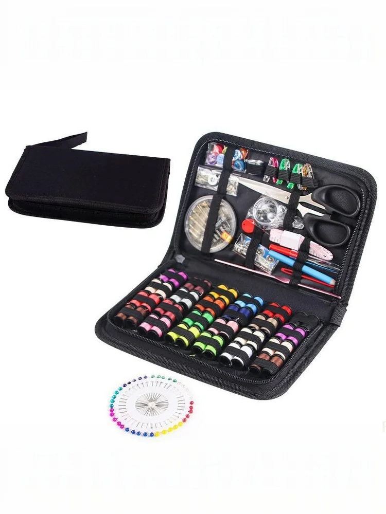 [YU]86/172pcs Sewing Kit With Threads Needles Scissors Tape Measure Buttons Storage Bag Portable Travel Sewing Box Tools