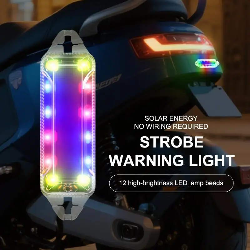 Motorcycle Solar Warning Light Car Rear Collision Prevention Strobe Light Night Electric Vehicle Bicycle LED Tail Flashing Ligh
