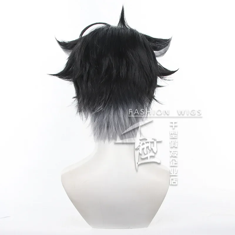 Wriothesley Cosplay Wig Game Genshin Impact Cos Gray Black Wig Halloween Role playing props