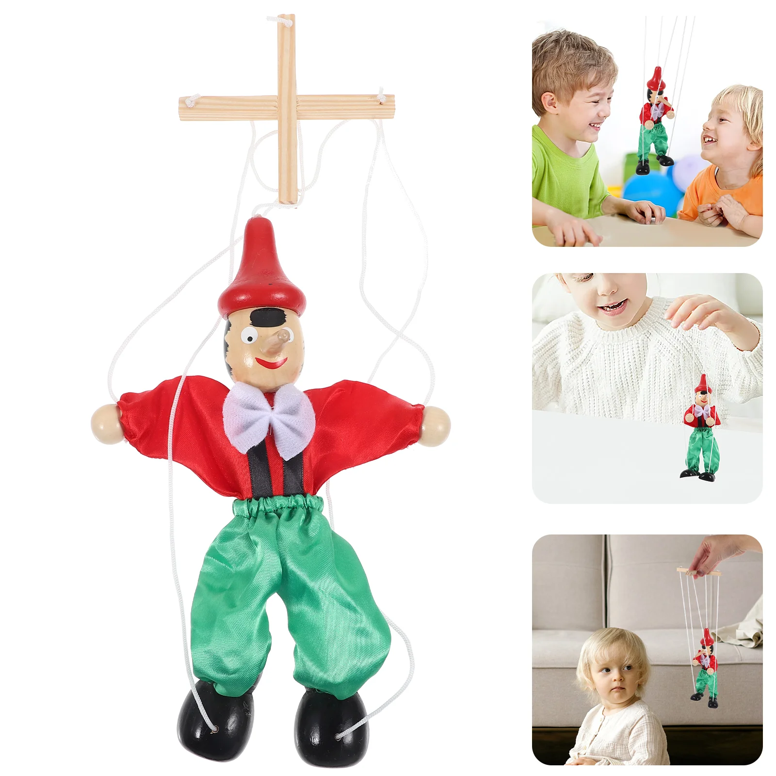 Marionetas para niños de 8 a 10 años, juguetes divertidos, figuritas interactivas de madera sin terminar, tela para niños