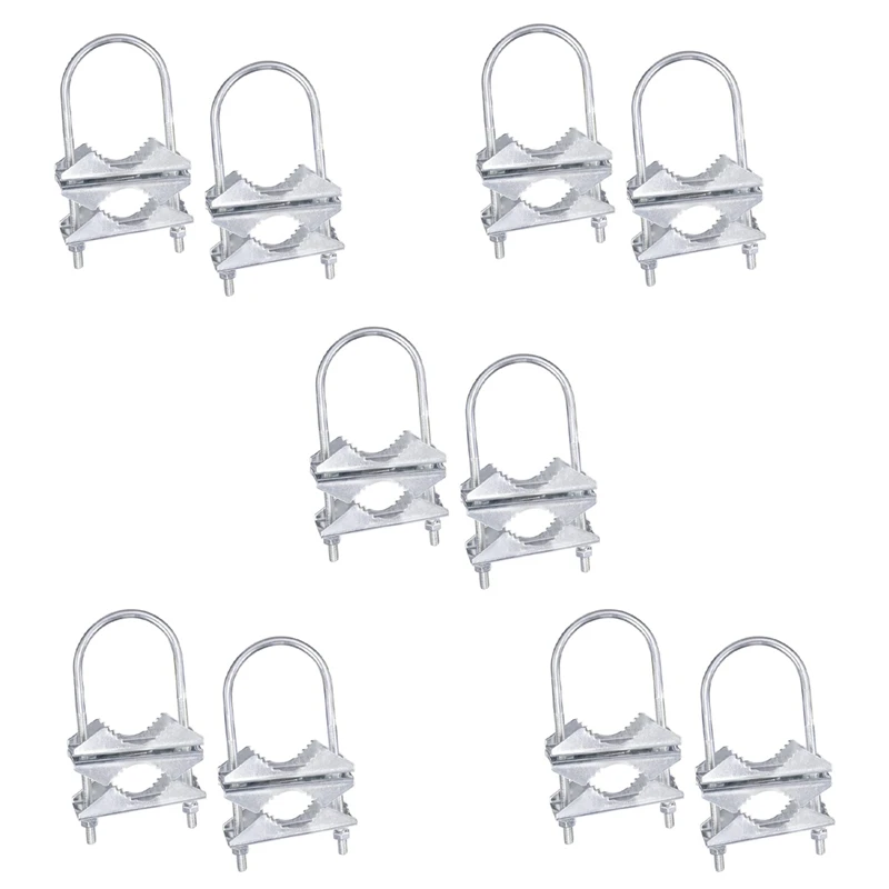 

Double Antenna Mast Clamp V-Jaw Bracket U Bolts Pipe Mounting Hardware 10 Sets For Yagi Wifi Antenna, TV Antenna