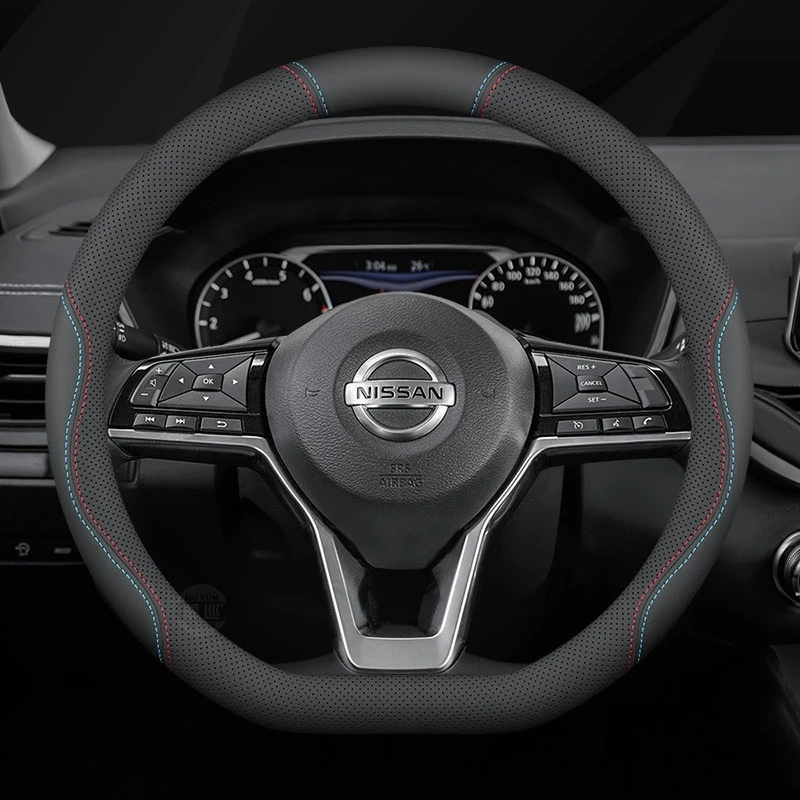 2026 For NISSAN Car Steering Wheel Cover PU Leather All Seasons Easy Install Fit X‑Trail Qashqai Altima Sentra Kicks Accessories