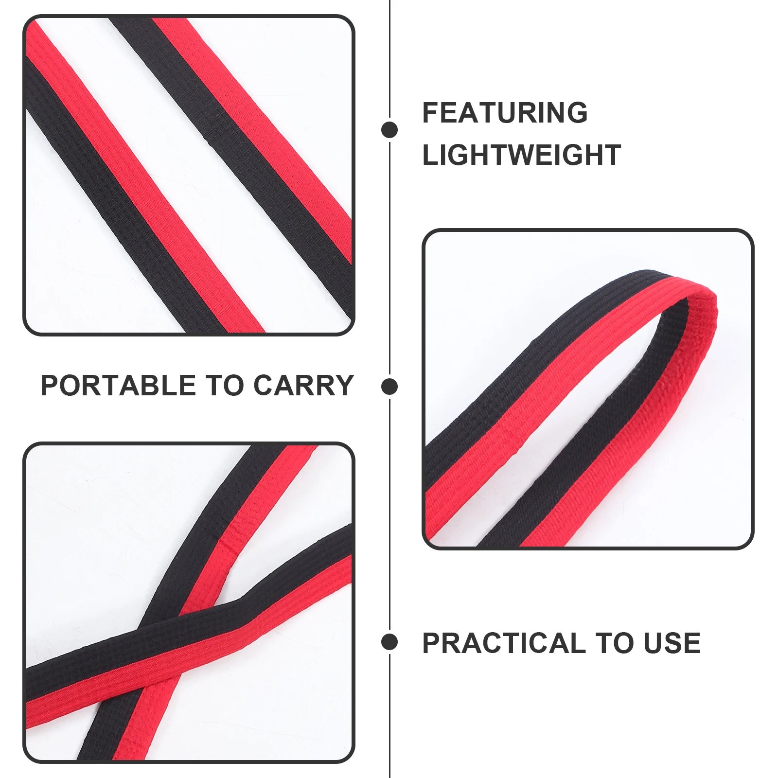 

Taekwondo Belt 24m Black Red Martial Equipment Cotton Polyester Lightweight Durable Training Gear Uniform Accessories
