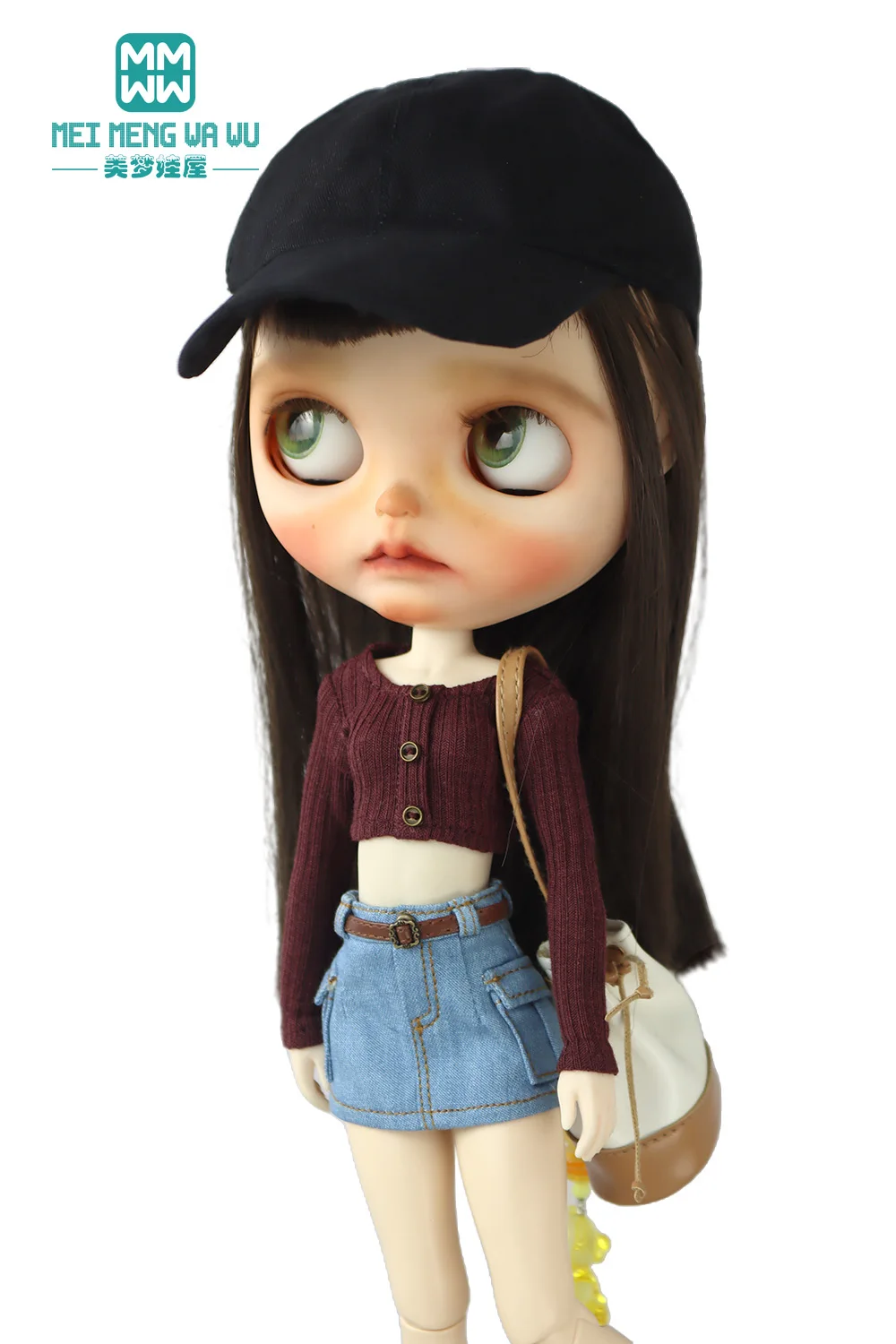 28 cm Blyth-Puppenkleidung, modische bonbonfarbene Blusen, Mini-Jeansröcke für OB23 OB24 Azone-Puppenzubehör – Detail 30