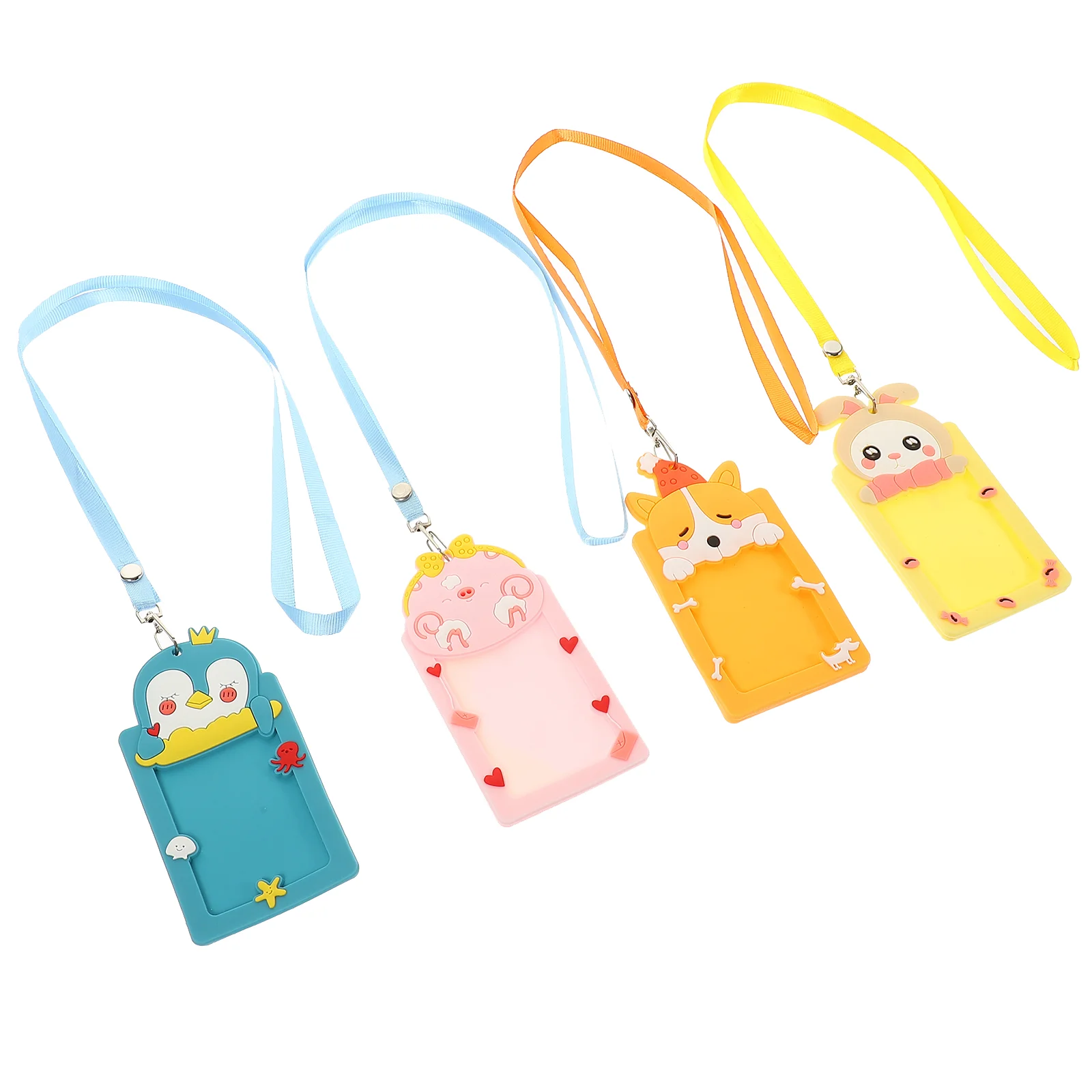 

4 Pcs Bus Card Holder Credit Id Badge with Lanyard School Cards Keeper Protector Holders Name Tag Student Cute