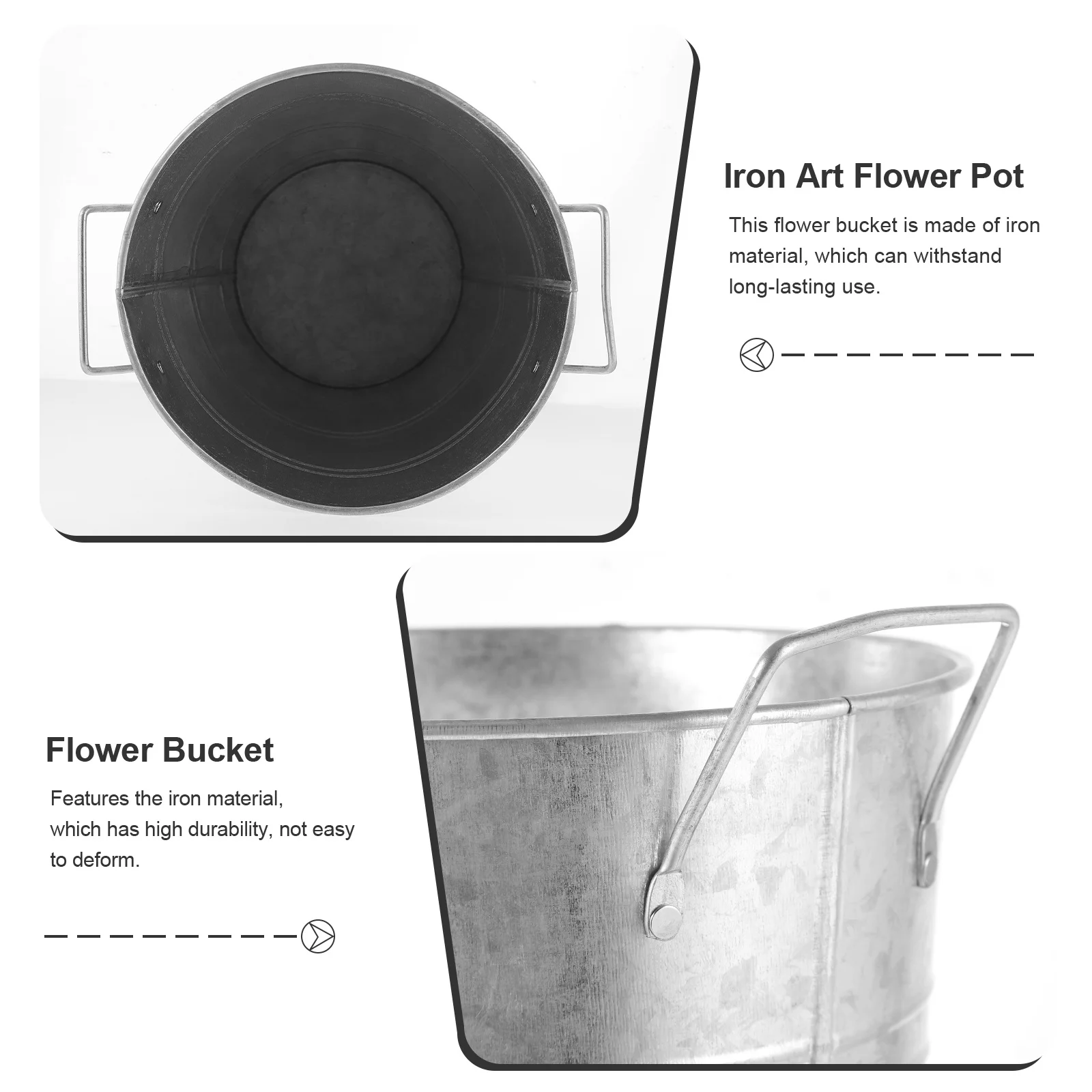 

Vintage Iron Bucket Flower Vase Rustic Metal Plant Pot For Home Decor Farmhouse Arrangement Iron Flower Bucket Household