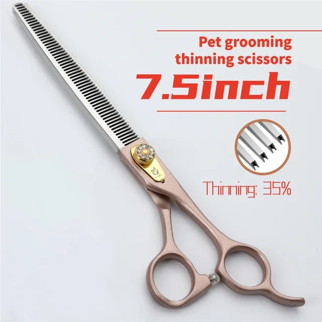 Fenice Professional 7/7.5 inch pet dog grooming scissors thinning shears tijeras tesoura thinning rate 35% Silicone ring Tijera