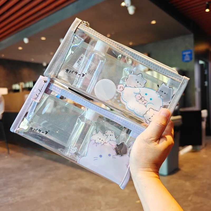 Transparent Pen Cases Large Capacity Storage Bags Triangular Zip Pencil Bag Stationery Pouch Office School Supplies Student Gift